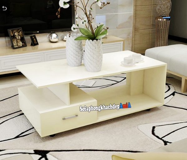 Hình ảnh Bàn sofa gỗ phòng khách đẹp màu trắng sữa AmiA BTR186