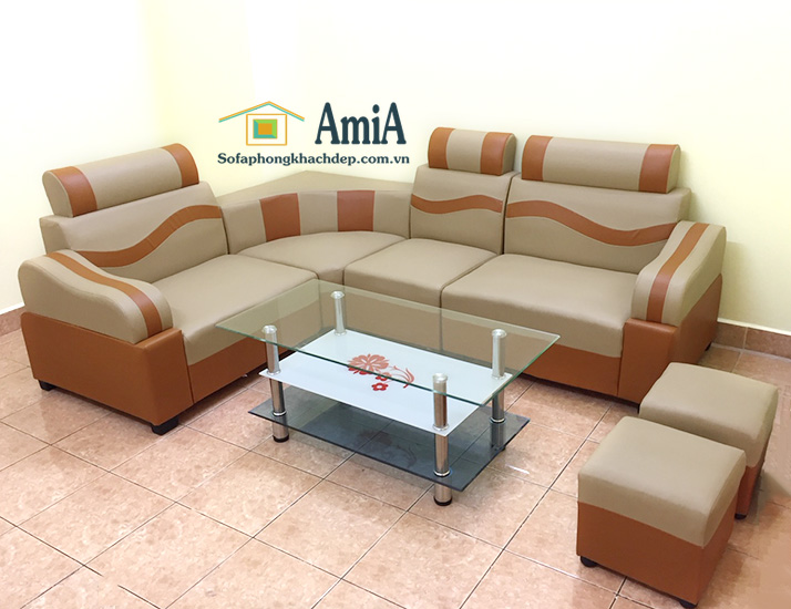 Hình ảnh Mẫu ghế sofa da góc nhỏ giá rẻ đẹp hiện đại tại Nội thất AmiA