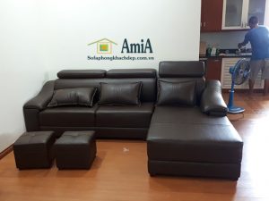 Hình ảnh Ghế sofa da phòng khách đẹp với hình ảnh thực tế tại nhà khách hàng