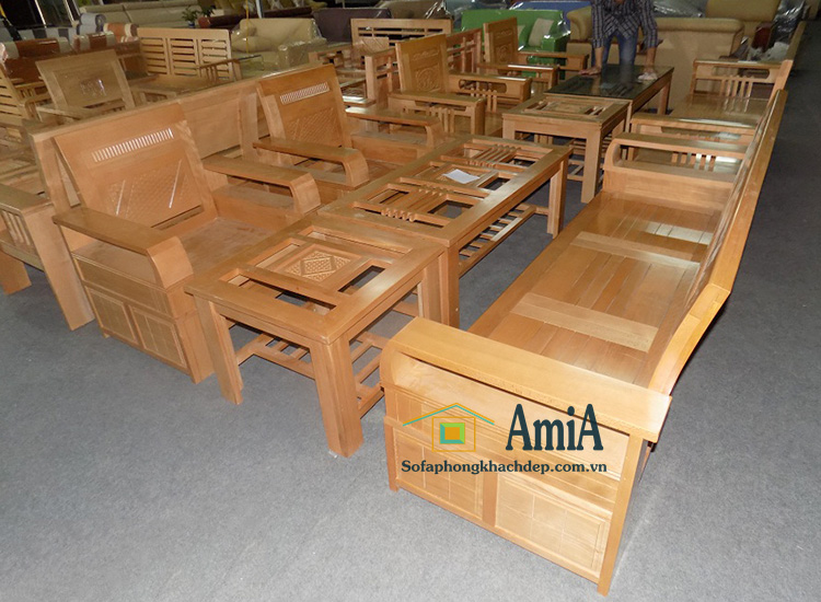 Hình ảnh Sofa gỗ đẹp giá rẻ Hà Nội thiết kế theo bộ bàn ghế
