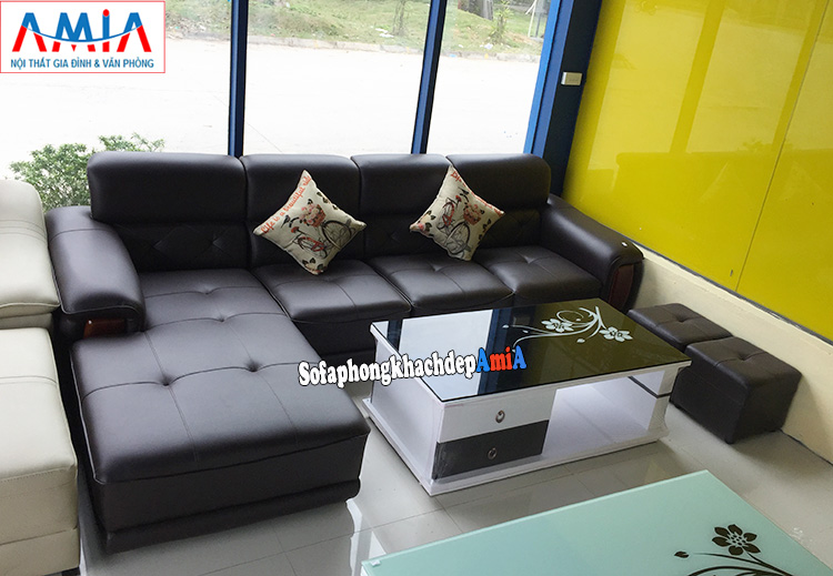 Hình ảnh Sofa da phòng khách đẹp cao cấp chụp tại tổng kho sofa AmiA