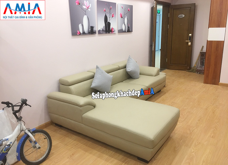 Hình ảnh Sofa góc da phòng khách đẹp AmiA 093 cho căn hộ chung cư