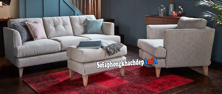 Hình ảnh Sofa nỉ cho phòng khách nhỏ giá rẻ kết hợp ghế sofa đơn có tay vịn