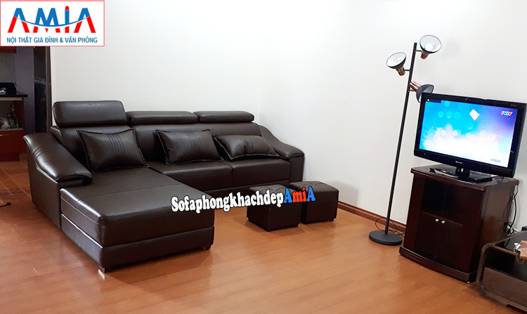 Hình ảnh Mẫu ghế sofa da góc cho phòng khách đẹp nhà phố