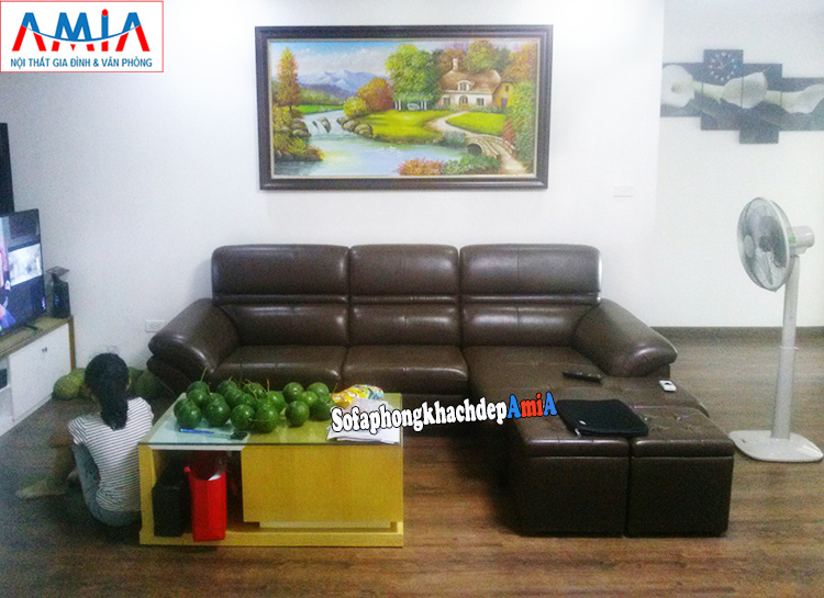 Hình ảnh ghế sofa da đẹp hiện đại cho phòng khách gia đình