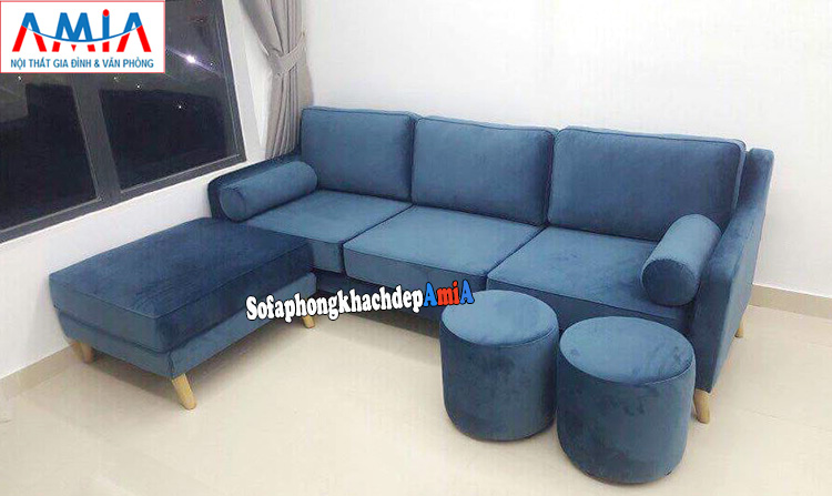 Hình ảnh Ghế sofa cho chung cư nhỏ thiết kế dạng văng kết hợp đôn lớn và 2 đôn nhỏ