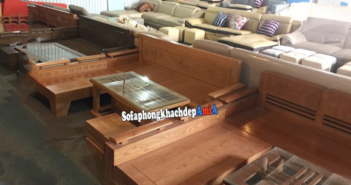 Hình ảnh Bàn ghế sofa gỗ phòng khách đẹp hiện đại giá rẻ tại Hà Nội