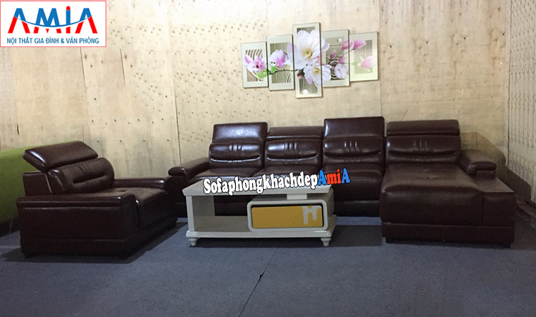 Hình ảnh Mẫu ghế sofa cho phòng khách lớn da góc chữ L chụp tại Tổng kho Nội thất AmiA