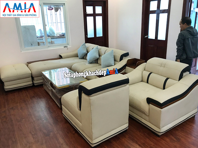 Hình ảnh Mẫu sofa phòng khách lớn cao cấp và sang trọng kết hợp ghế sofa đơn có tay vịn