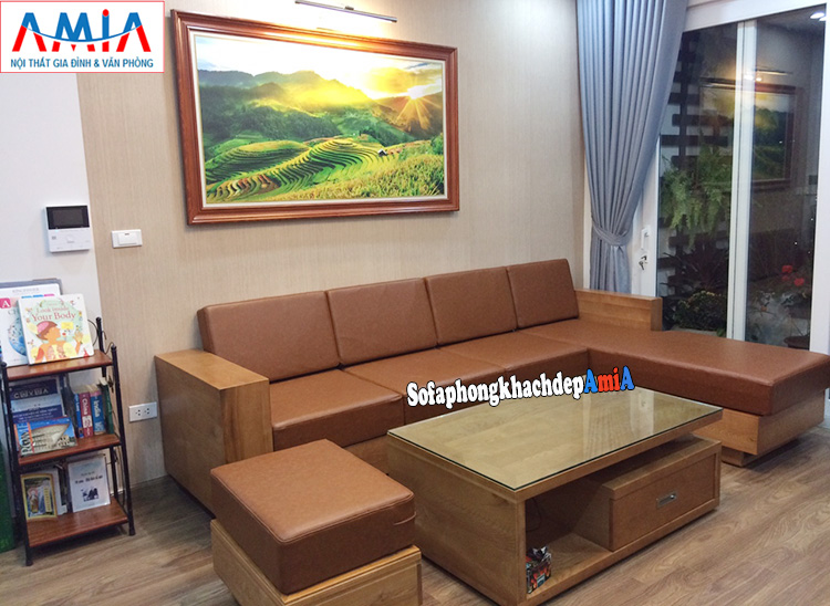 Hình ảnh sofa gỗ cho phòng khách nhà chung cư đẹp hiện đại