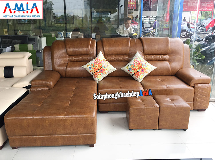Hình ảnh Ghế sofa da ohonfg khách đẹp cao cấp thiết kế hình chữ L 3 chỗ