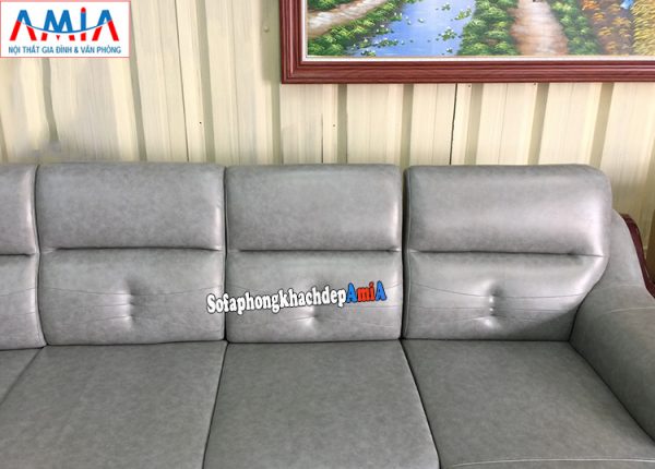 Hình ảnh phần tựa lưng ghế sofa da góc đẹp thiết kế rút khuy hiện đại