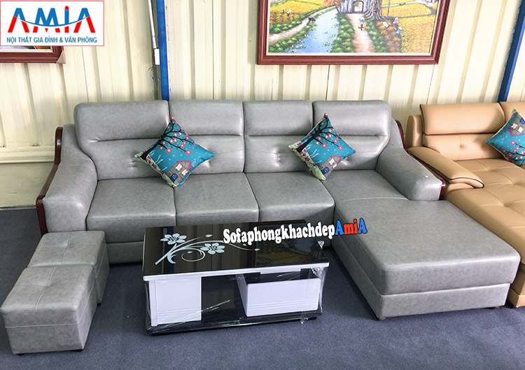 Hình ảnh ghế sofa da cho phòng khách lớn cao cấp tại Hà Nội màu giả đá đẹp mê ly