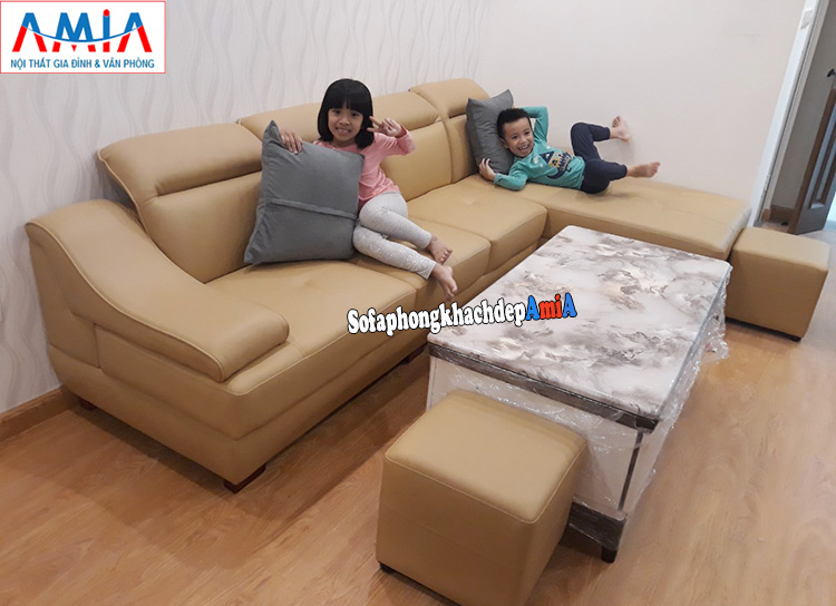 Hình ảnh Mẫu sofa da đẹp cho nhà chung cư hiện đại kết hợp bàn trà sofa đẹp