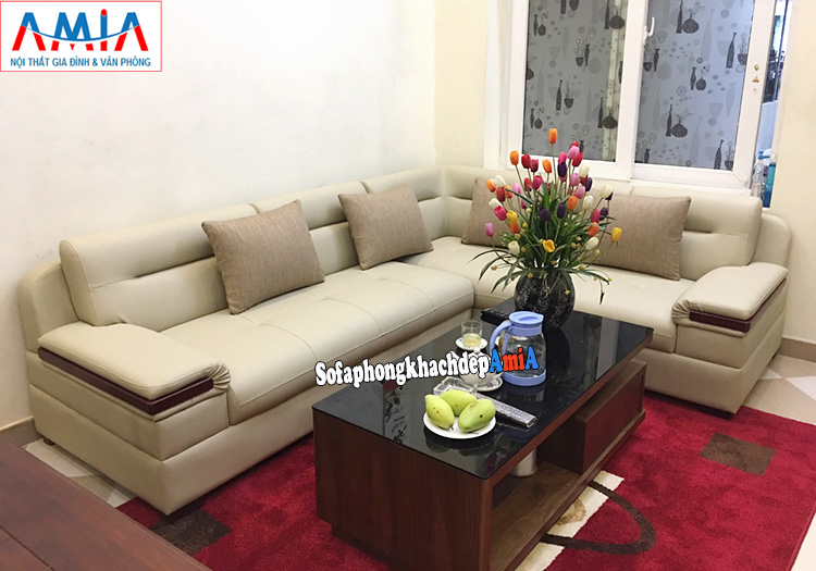 Hình ảnh Sofa da góc nhập khẩu Hàn Quốc cho phòng khách đẹp hiện đại