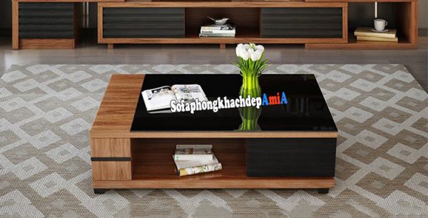 Hình ảnh Bàn phòng khách đẹp gỗ kính màu đen hiện đại và sang trọng
