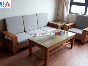 Hình ảnh sofa gỗ Sồi hiện đại dạng văng đẹp cho phòng khách chung cư hiện đại