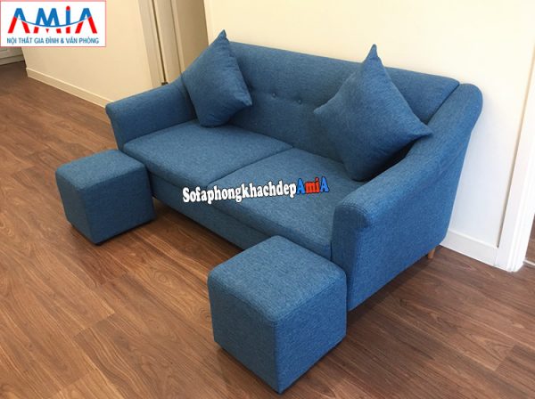 Hình ảnh sofa nỉ văng nhỏ cho nhà nhỏ thiết kế 2 chỗ tiết kiệm diện tích phòng khách chung cư