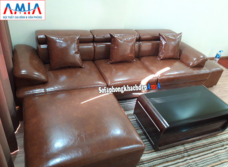 Hình ảnh Sofa văng da dài kê phòng khách hẹp giúp tiết kiệm diện tích