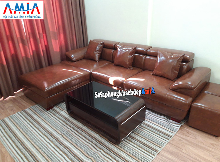 Hình ảnh Sofa văng da đẹp cho phòng khách nhỏ chung cư