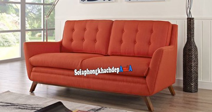 Hình ảnh Ghế sofa nhỏ xinh dạng văng 2 chỗ đẹp hiện đại màu đỏ cam nổi bật