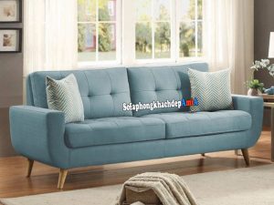 Hình ảnh Sofa nhỏ đẹp thiết kế dạng văng nhỏ 2 chỗ màu xanh ngọc hiện đại