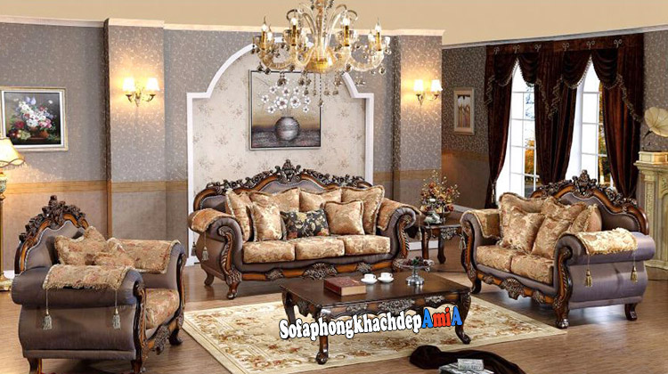 Hình ảnh bộ sofa cổ điển cho phòng khách biệt thự sang trọng và đẳng cấp