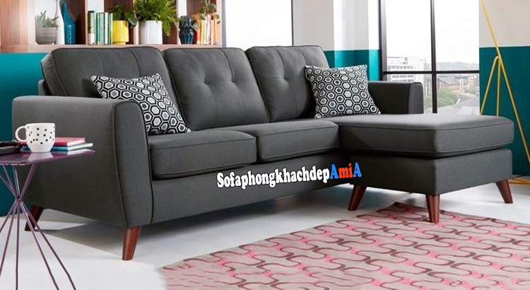Hình ảnh Sofa góc nỉ chữ L phòng khách nhỏ bài trí gọn gàng và ngăn nắp