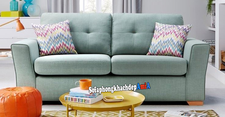 Hình ảnh Sofa nỉ phòng khách nhỏ hiện đại thiết kế 2 chỗ và bàn trà sofa tròn