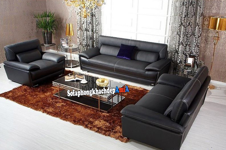 Hình ảnh Sofa sang trọng cho phòng khách biệt thự thiết kế kiểu ghế văng kết hợp ghế sofa đơn