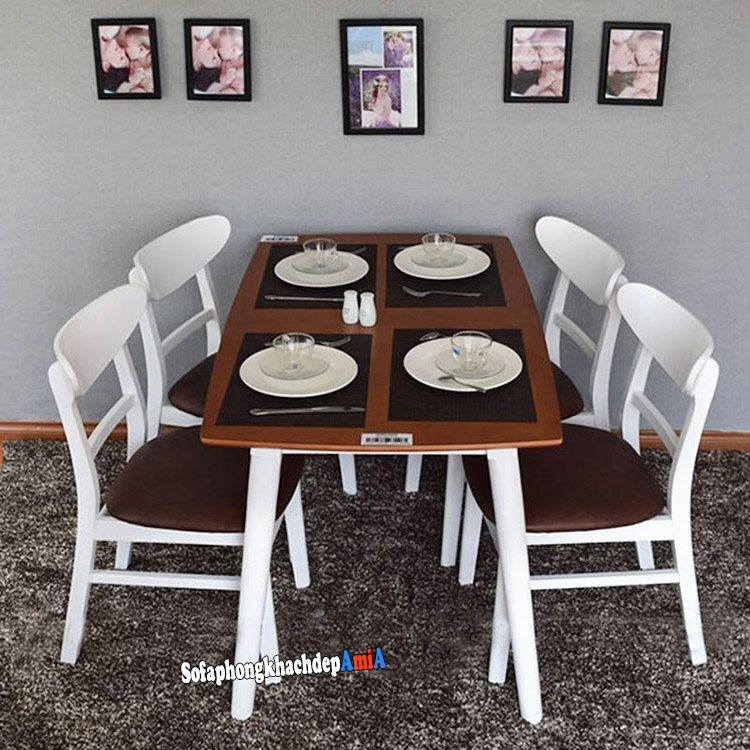 Hình ảnh bàn ăn 4 ghế gỗ sồi Mango giá rẻ cho mọi nhà