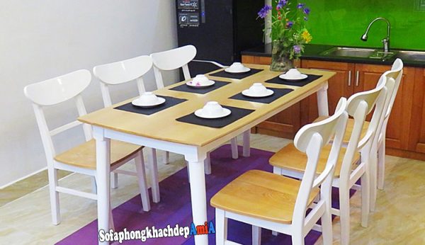 Hình ảnh Bàn ăn 6 ghế hiện đại gỗ sồi cho phòng ăn gia đình