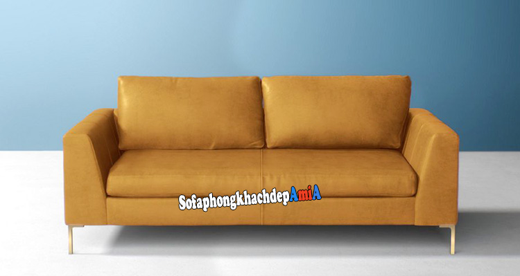 Hình ảnh Ghế sofa văng da màu da bò đẹp hiện đại cho phòng khách nhỏ