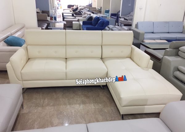 Hình ảnh sofa da cho phòng khách kiểu chữ L 3 chỗ hiện đại