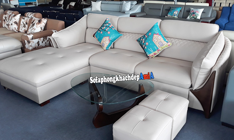 Hình ảnh Sofa da nhập khẩu Hàn Quốc cho phòng khách đẹp hình chữ L