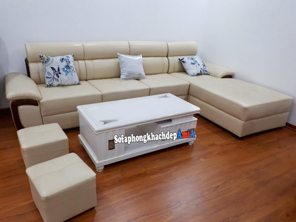 Hình ảnh sofa đẹp cho phòng khách hiện đại bài trí sát tường và tận dụng diện tích phần góc