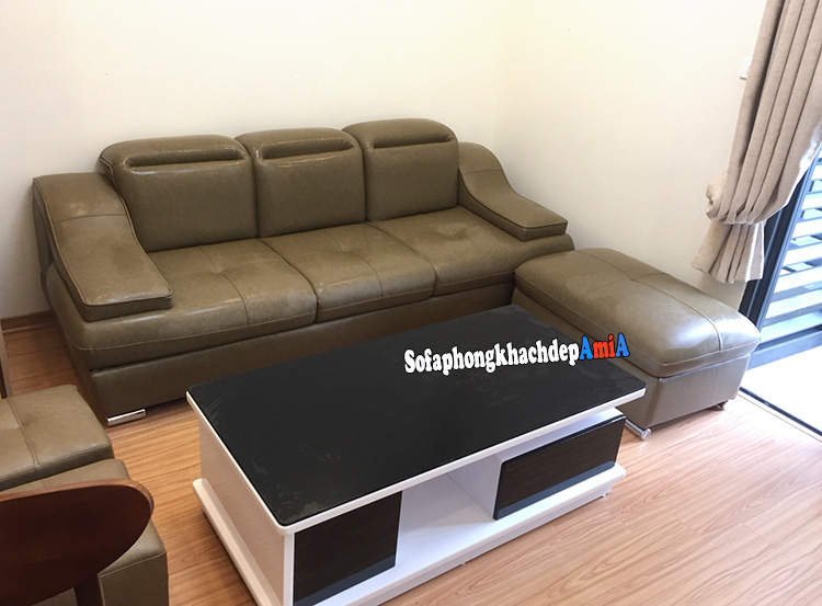 Hình ảnh Ghế sofa văng đẹp cho phòng khách Mipec kèm thêm đôn lớn phù hợp nhà chung cư