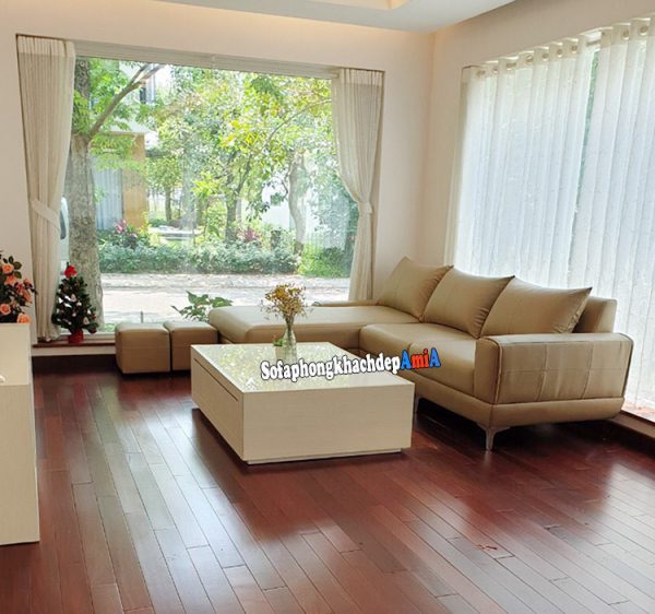 Hình ảnh Ghế sofa da phòng khách đẹp hiện đại nhà biệt thự