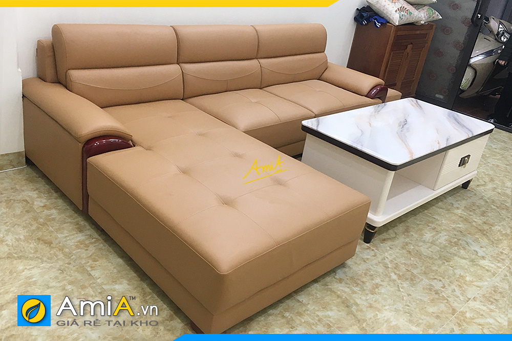 Ghế sofa da đẹp màu nâu AmiA344