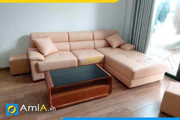 Ghế sofa da chữ L đẹp cho chung cư AmiA314