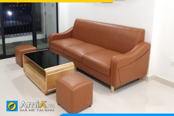 Ghế sofa da chung cư đẹp hiện đại AmiA217