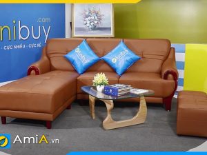 Sofa da đẹp hiện đại cho phòng khách chất liệu da pha gỗ AmiA 160602