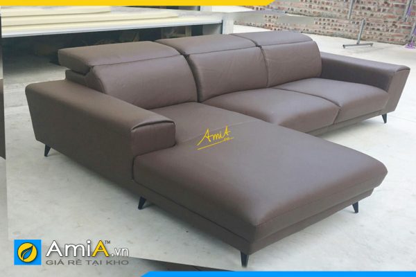 Mẫu ghế sofa da màu nâu hiện đại phong cách Bắc Âu AmiA259